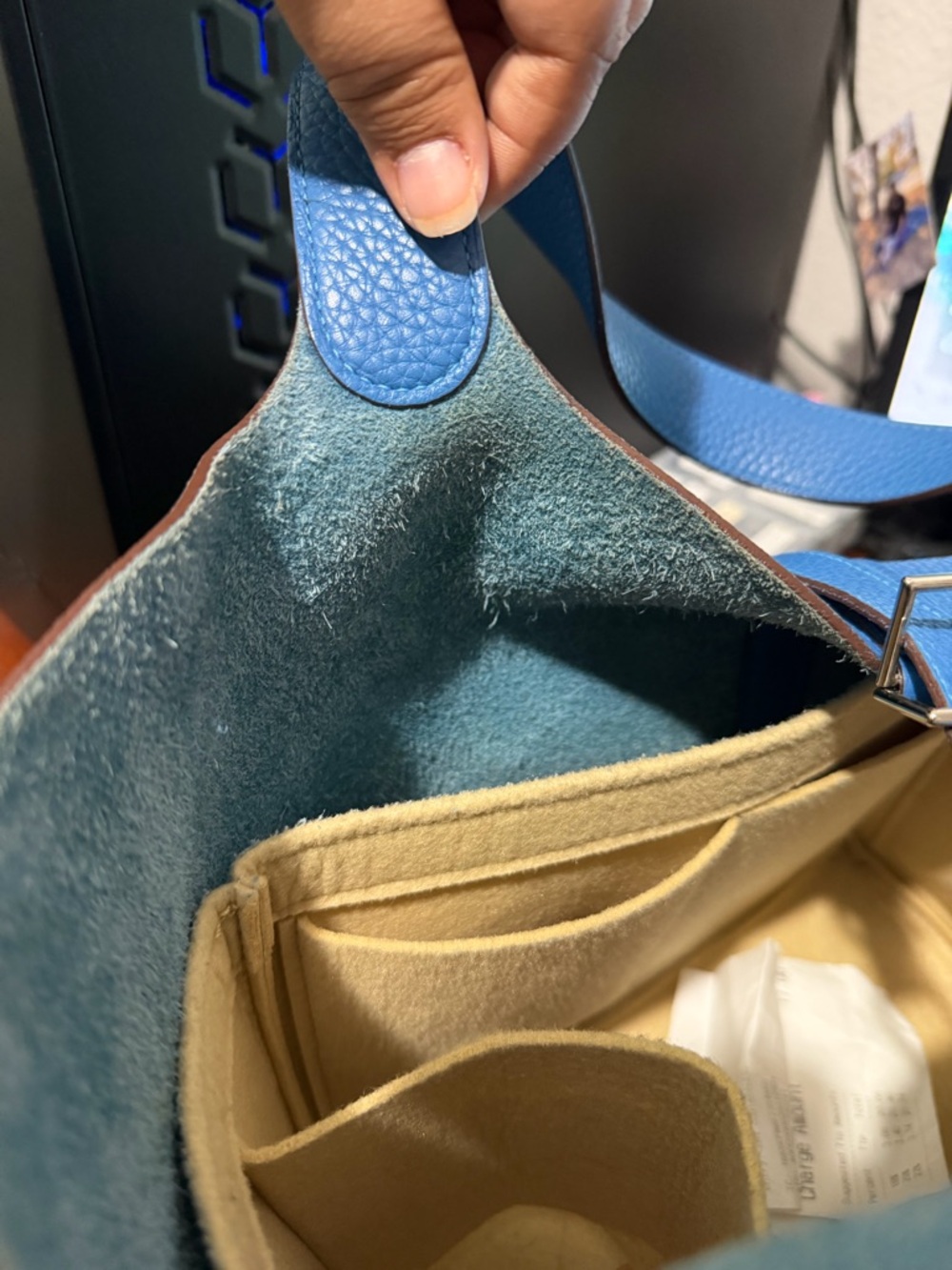 Pre-Owned Hermes GM Picotin Lock Bag Blue Clemence - Picture 10 of 15